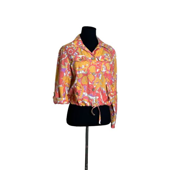 Ruby Rd. Pink orange purple crop buttoned jacket size 6P - Picture 6 of 11